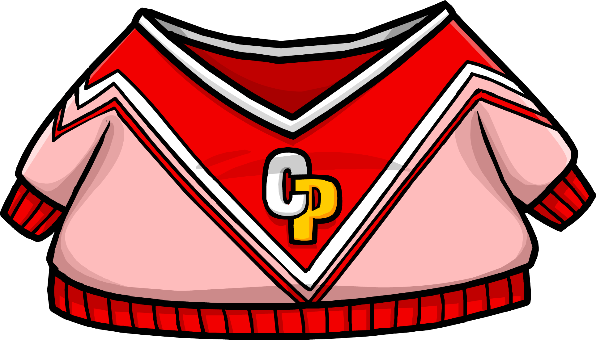 Red Cheerleading Sweater Clothing Icon Id 4003 - Club Penguin Red Clothes (1928x1101), Png Download
