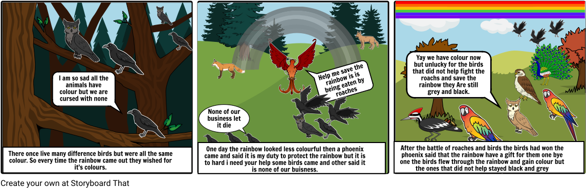 The Rainbow Bird - Cartoon (1164x385), Png Download