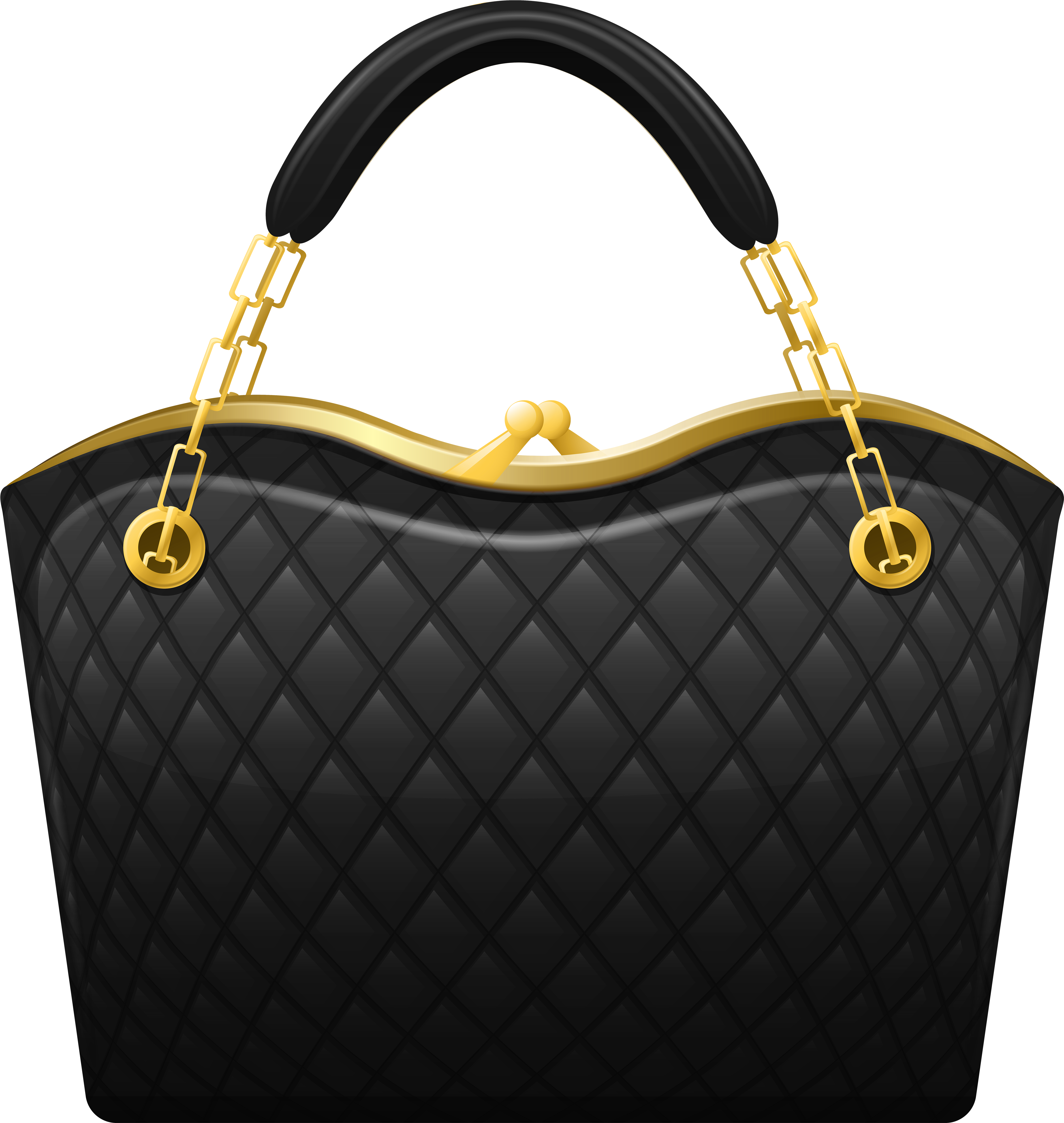 Black Handbag Png Clip Art - Purses Clip Art (5000x5155), Png Download