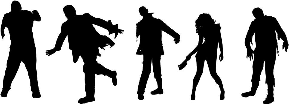 Zombie Silhouette Png - Zombie Silhouette Transparent Background (1024x394), Png Download