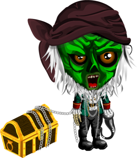 Zombie Pirate Set - Mask (450x518), Png Download