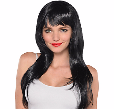 Or Most Kim K Like Athleisure - Adult Women's Glamorous Long Black Wig One Size (400x544), Png Download