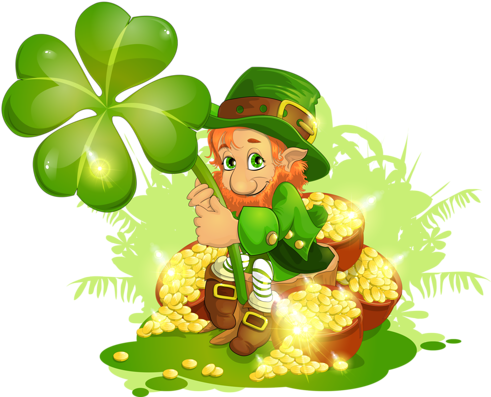 Saint Patrick's Day Leprechaun With Pot Of Gold And - Clipart Png St Patricks Day (500x404), Png Download