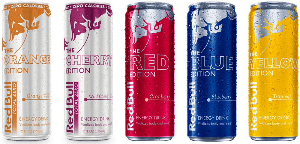 Red Bull Can Png - Red Bull Editions Png (1000x480), Png Download