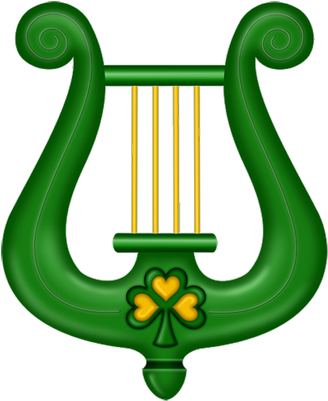 St Patricks Day Green Harp Clipart - Arpa De San Patricio (500x608), Png Download