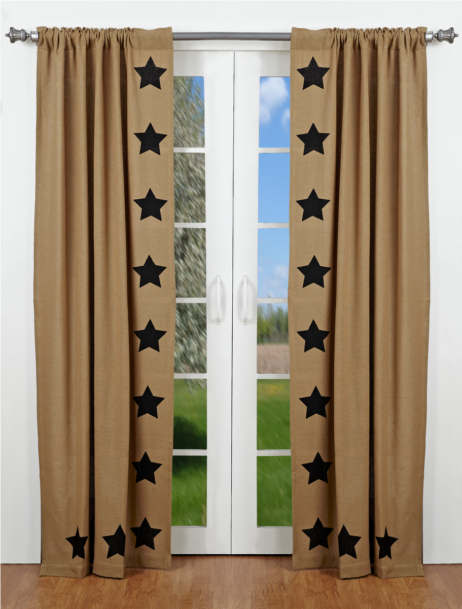 Vhc Brands Burlap Natural Panel Black Stencil Stars - Vhc Brands Burlap Curtain Panels (1200x1200), Png Download