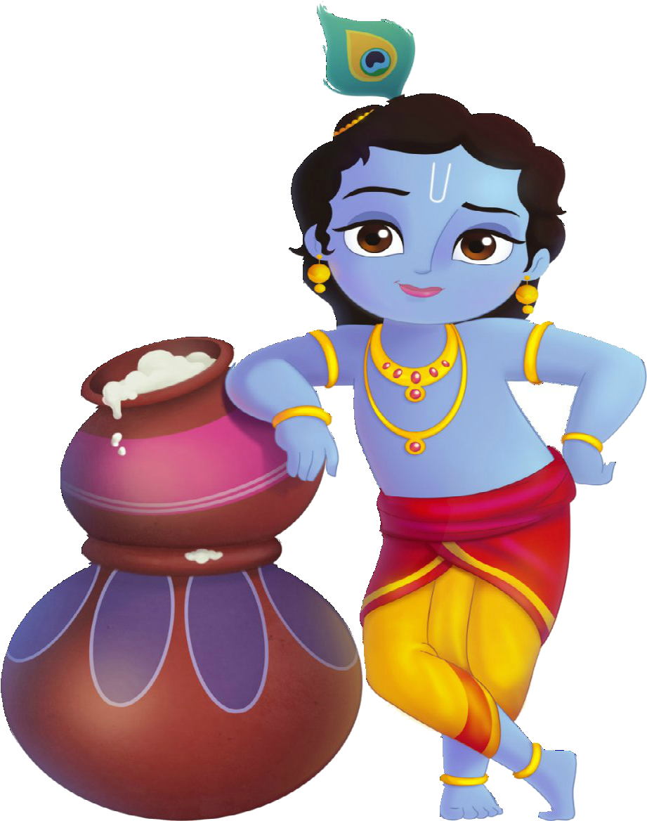 Lord Krishna Standing With Makhan - Little Krishna (1000x1200), Png Download