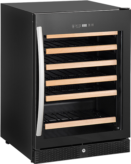 Wine Cellar 52 Bottles Single Zone Glass Door Compressor - Refrigerator (640x640), Png Download