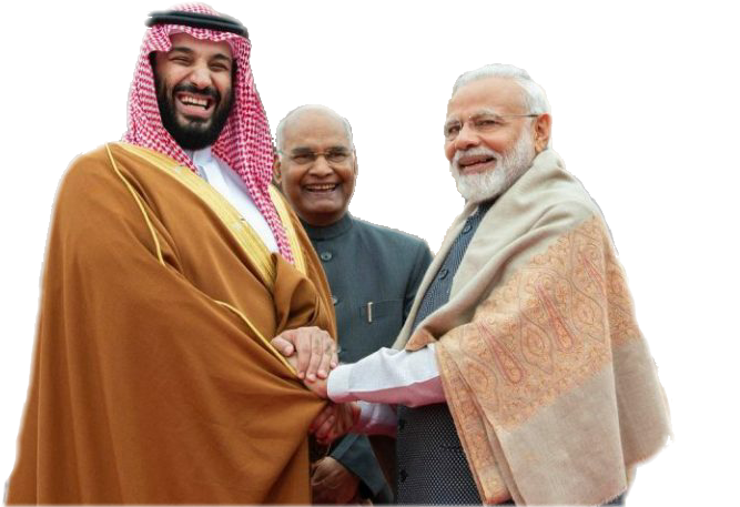 Modi And Mohammed Bin Salman And Ram Nath Kovind - استقبال محمد بن سلمان في الهند (768x478), Png Download