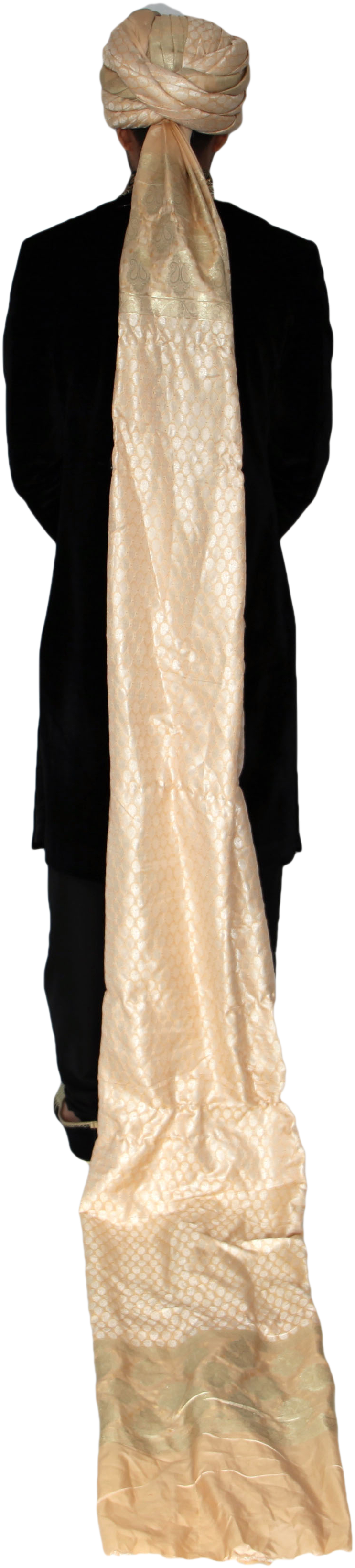 Gold And Champagne Patterned Turban Safa Hat - Cape (2232x3744), Png Download