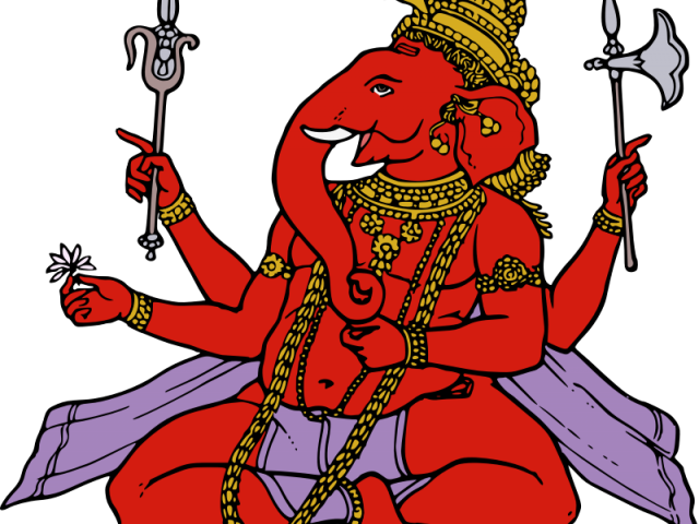 Religion Clipart Hindu Temple - Ganesha Drawing Coloured (640x480), Png Download