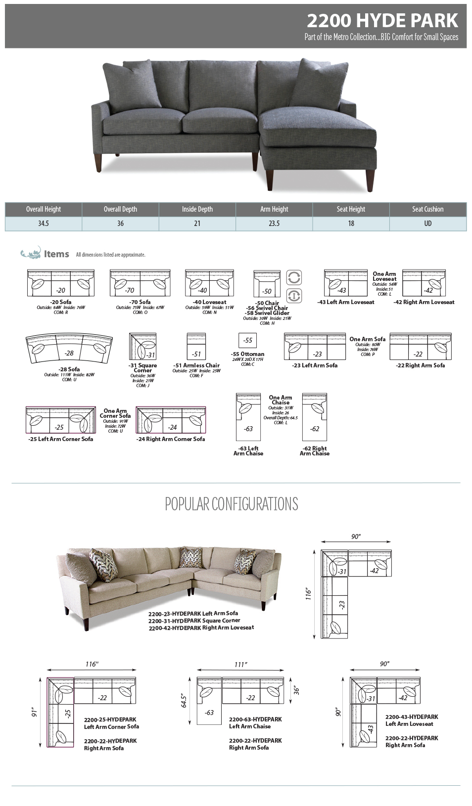 2200-hydepark Collection - Studio Couch (954x1630), Png Download
