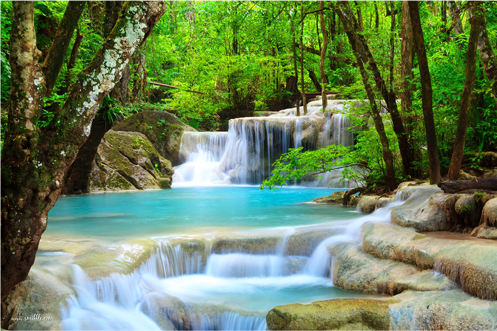 Waterfalls - Wfs070 - Erawan National Park, Erawan Falls (1000x1000), Png Download