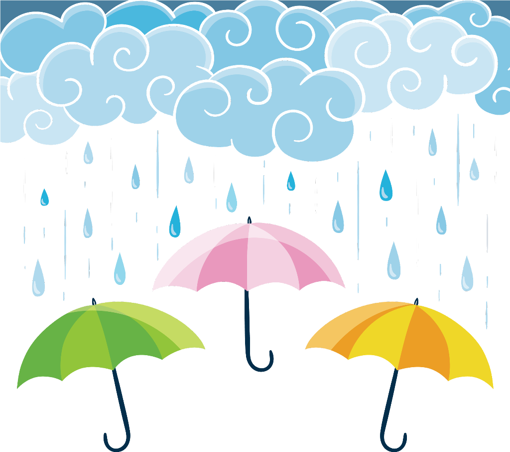 Ftestickers Sticker - Umbrella With Rain Png (1024x906), Png Download