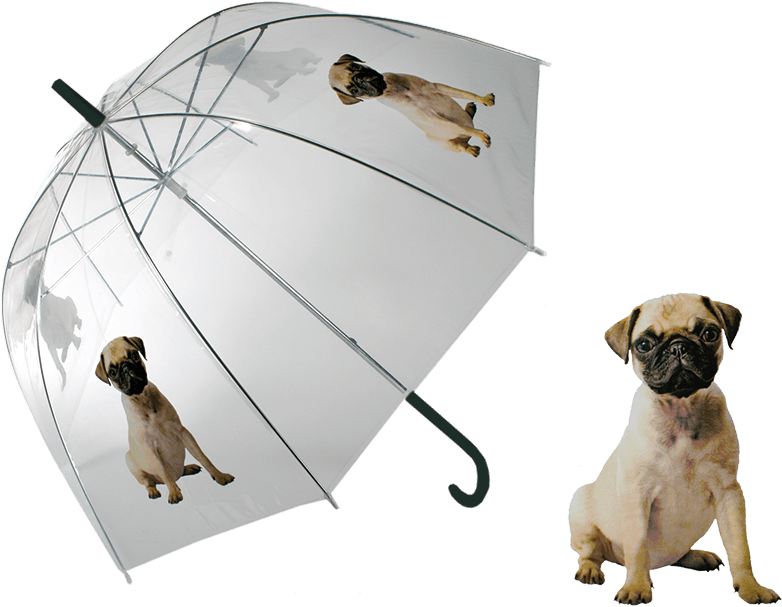 Details About Umbrella Pug Dog Clear Transparent Dome - Detský Priehľadný Dáždnik (945x709), Png Download