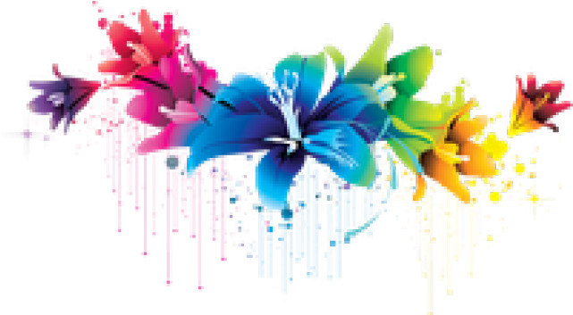 Flowers Vectors Png Transparent Images - Blue Floral Vector Png (640x480), Png Download