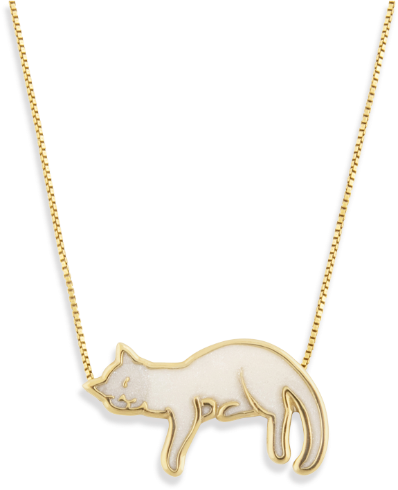 14k Yellow Gold Napping Cat Necklace - Necklace (1000x769), Png Download
