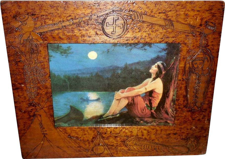 The Frame Is Pyrography, Done With Various Native American - Painting (862x862), Png Download