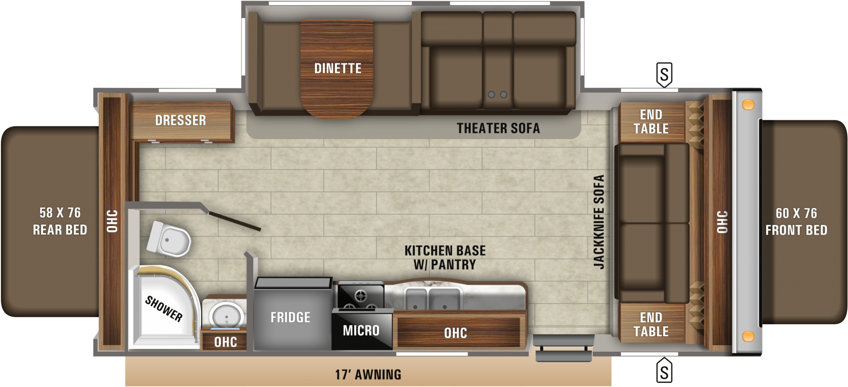 2019 Jay Feather X22n Floorplan - Floor Plan (1800x911), Png Download