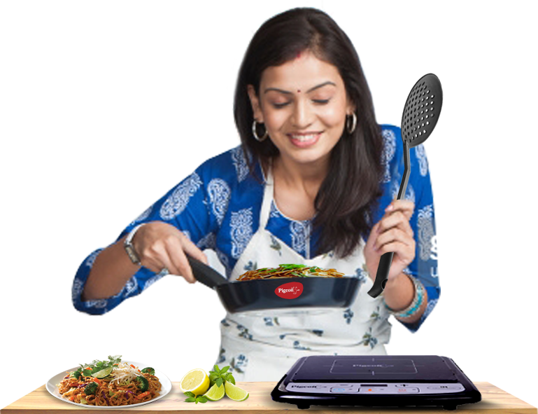 Transform The Way You Cook With Pigeon's Smart Kitchen - Indian Female Chef Cooking (769x591), Png Download
