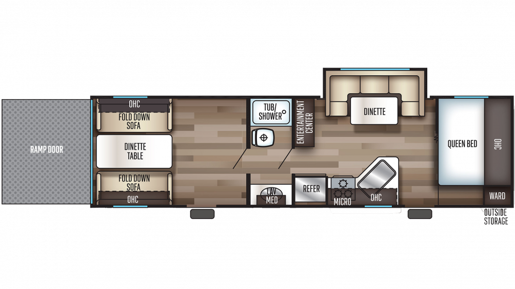 2020 Grey Wolf 27rr Floor Plan Img - Recreational Vehicle (1004x565), Png Download