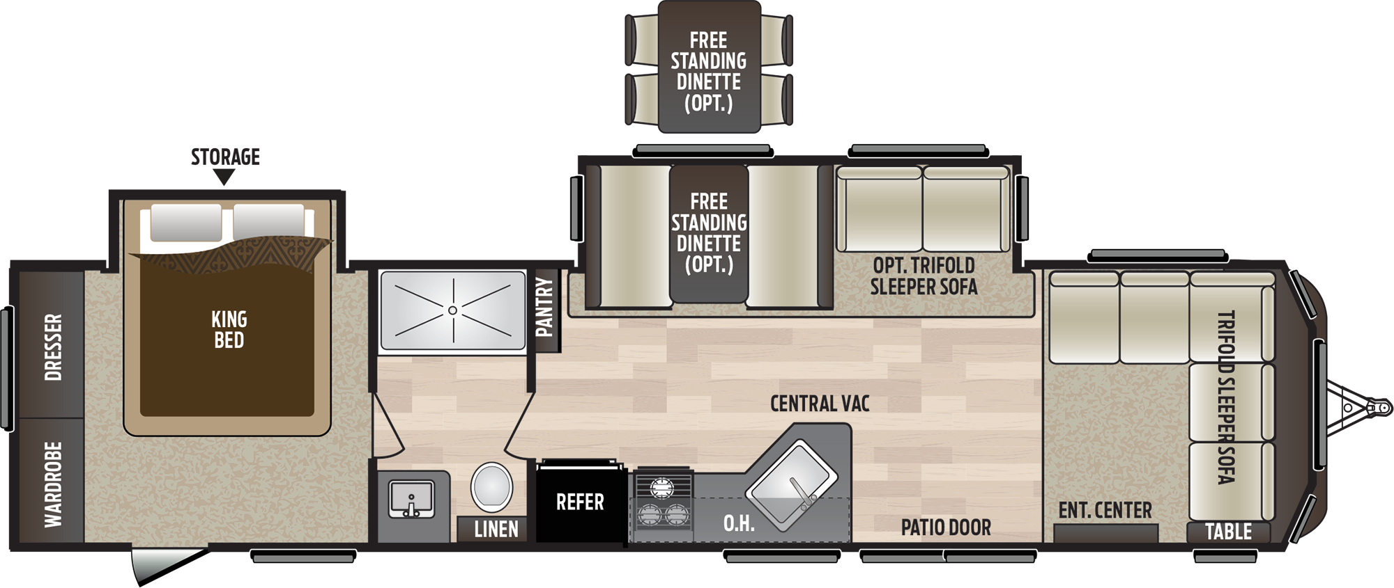 Keystone Rv Hideout 38 Fdds - Caravan (2000x845), Png Download