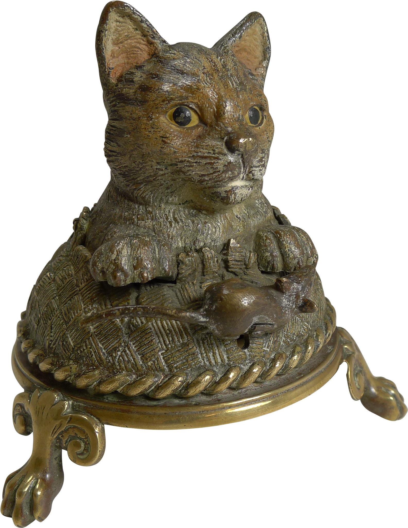 Very Rare Cold Painted Bronze Novelty Mechanical Bell - Domestic Short-haired Cat (2048x2048), Png Download
