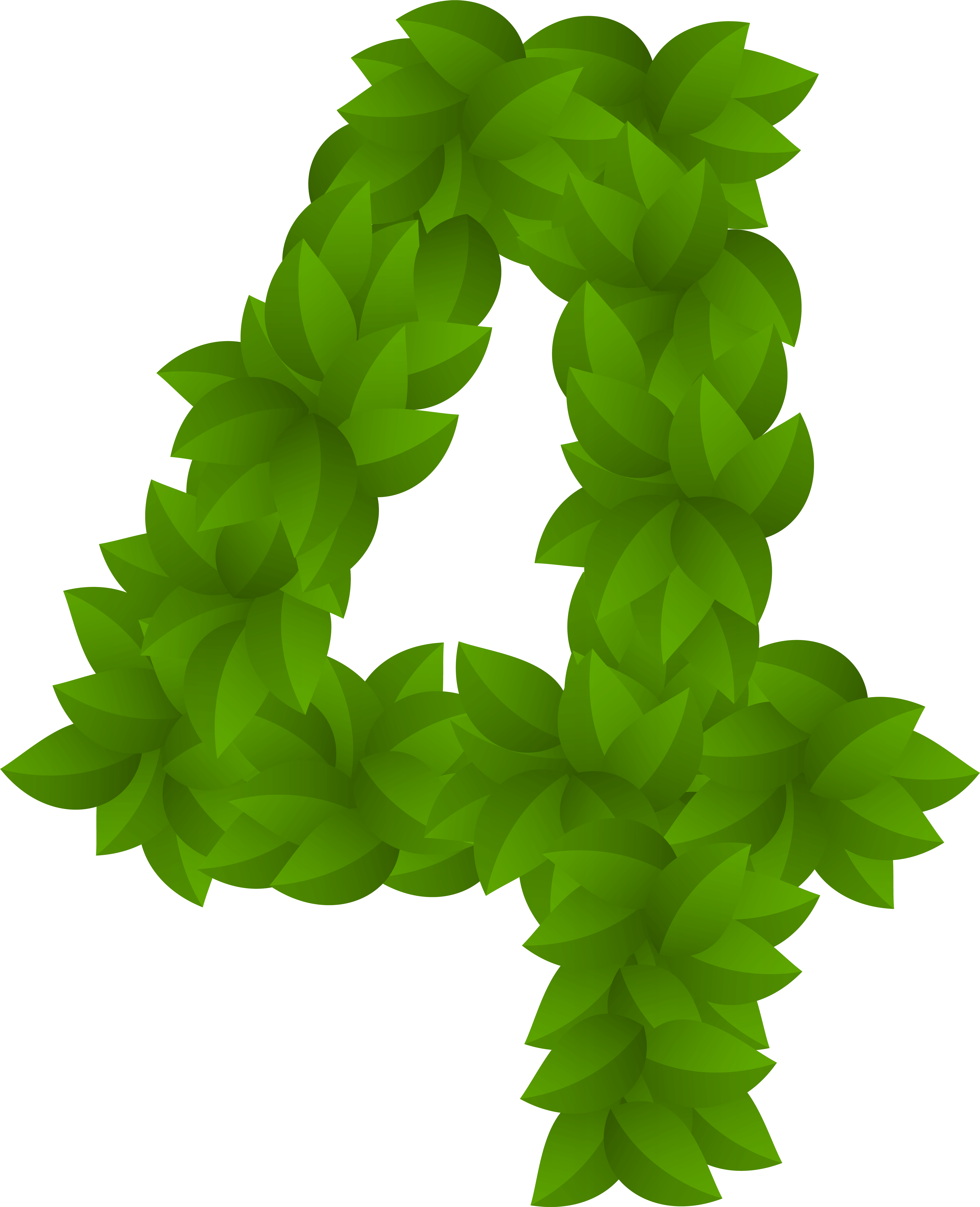Leaf Number Four Green Png Clip Art Image (6495x8000), Png Download