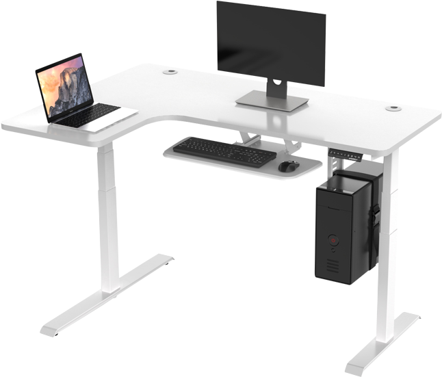 Eureka Standing Desks L Shape Left White - Computer Desk (800x632), Png Download