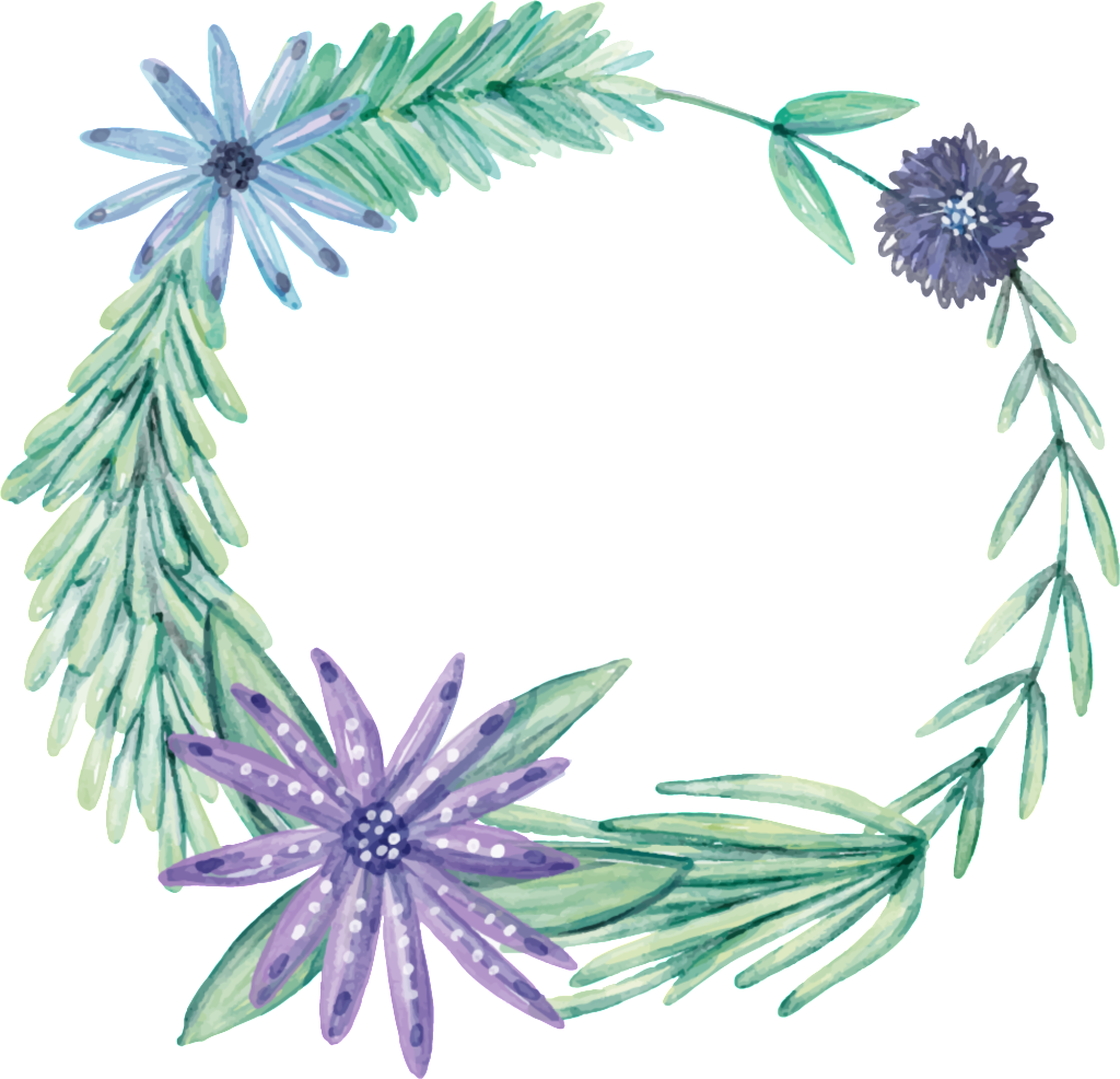 Fresh Romantic Purple Big Flower Hand Painted Garland (1024x986), Png Download