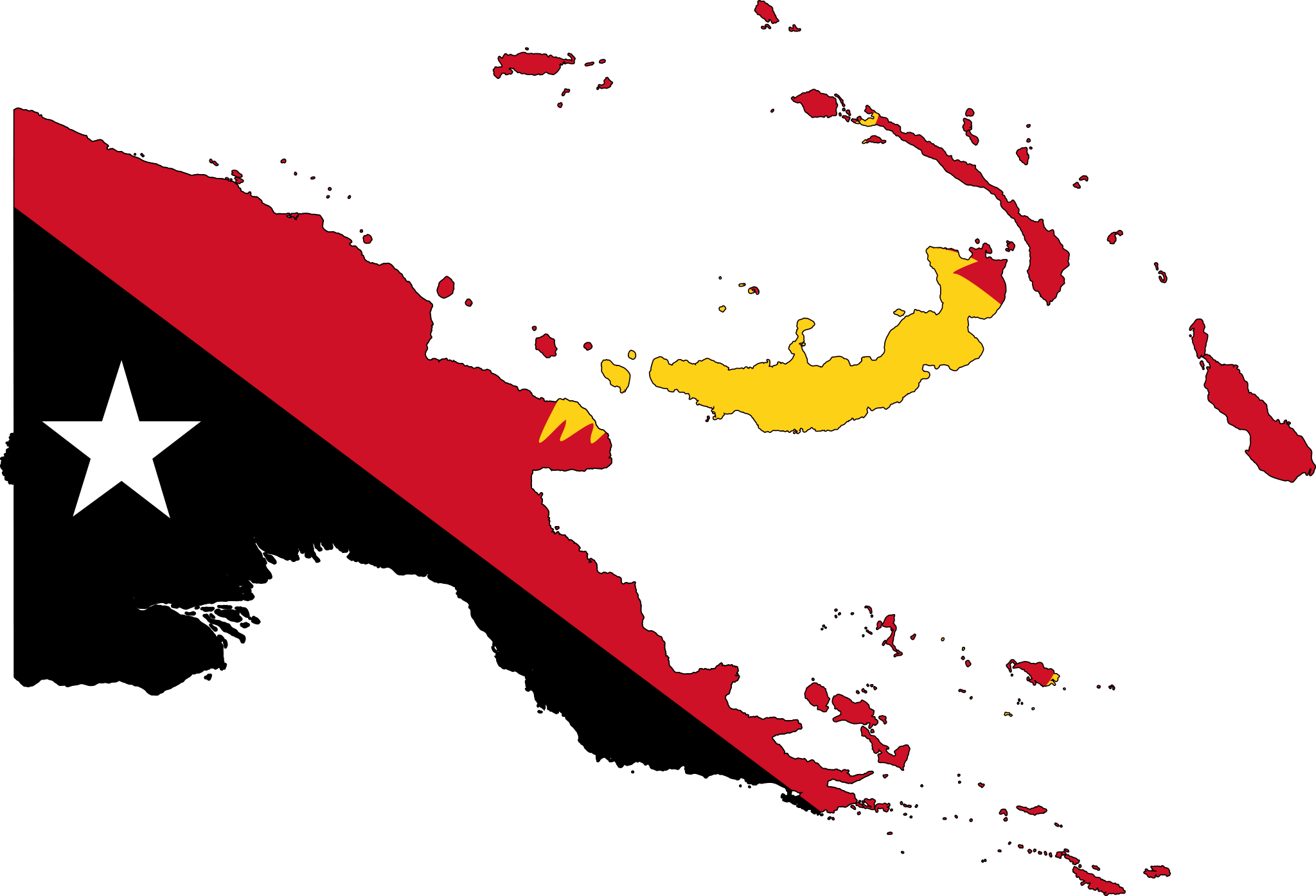 Papua New Guinea Flag Map - Papua New Guinea Country Flag (2048x1395), Png Download