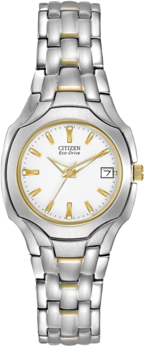 Two Tone Silhouette - Eco Drive Citizen Titanium Women (500x717), Png Download