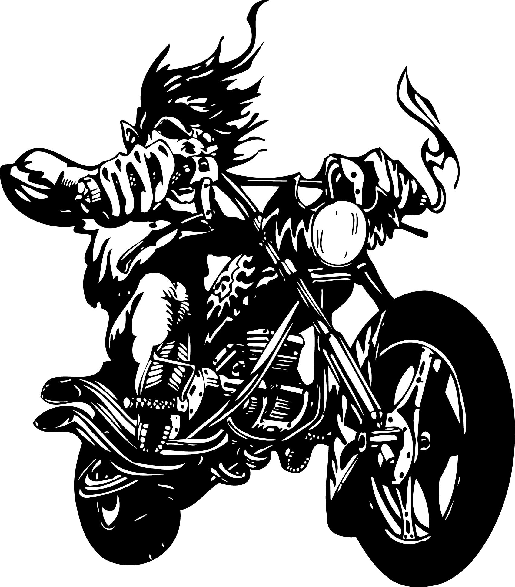 Wall Decal Sticker Motorcycle Label - Ghost Rider Vector Free (1700x1934), Png Download