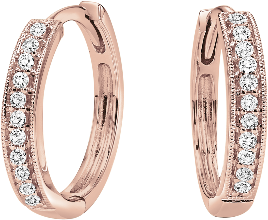 10k Rose Gold Diamond Mixable Earring 1/8 Ctw - Earring (900x900), Png Download