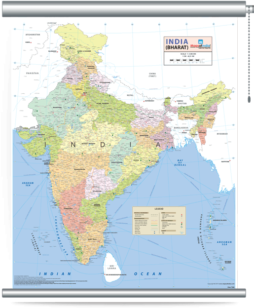 Wall Maps Of India (519x647), Png Download