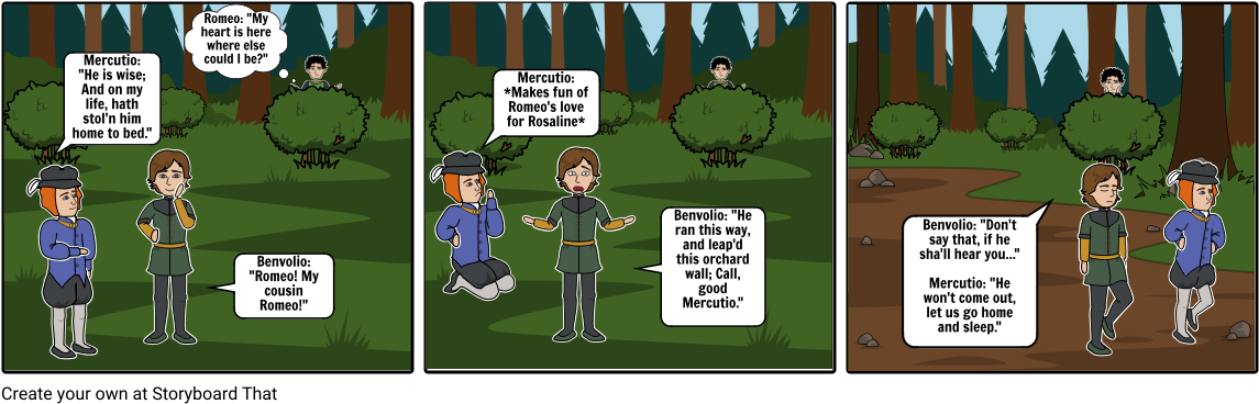 Romeo Hiding In The Bushes - Cartoon (1164x385), Png Download