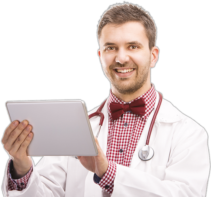 Smiling Medical Doctor - Output Device (728x715), Png Download