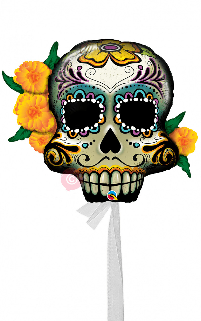 Day Of The Dead Skull-single Jumbo Balloons - Sugar Skull Birthday Balloons (1017x1297), Png Download