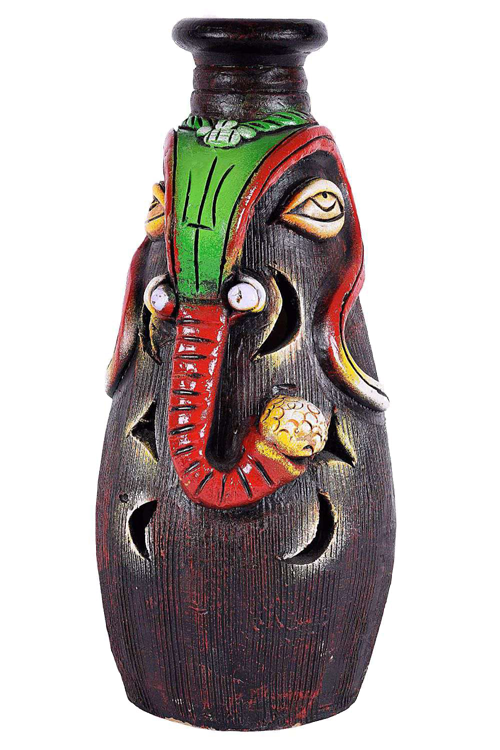 Hand Painted Beautifully Carved Patterned With Different - Vase (500x750), Png Download