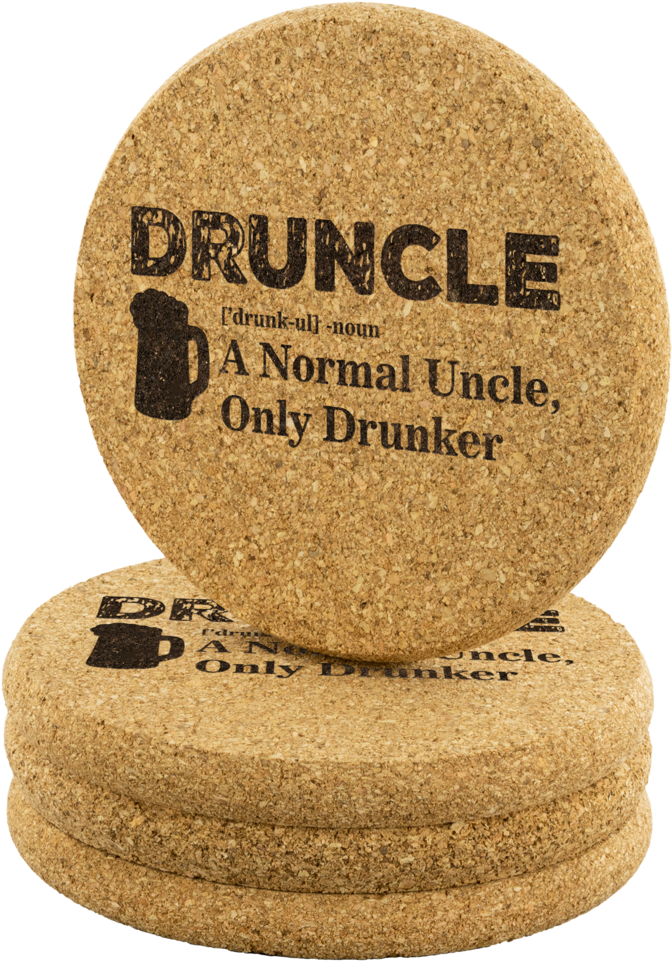 Druncle Round Cork Coasters - Glitter (1024x1024), Png Download