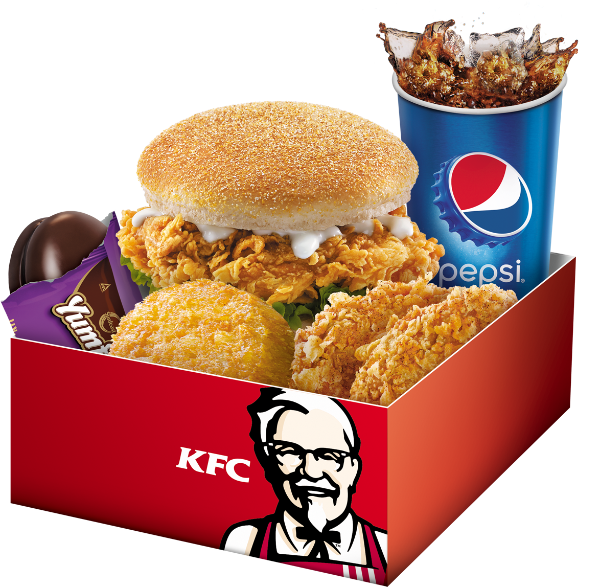 5 In 1 Box Meal Zinger Burger - 5 In 1 Meal Box Kfc (1533x1449), Png Download