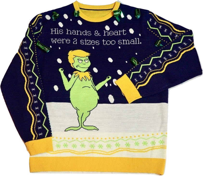 Fake News Grinch Ugly Sweater - Cartoon (927x733), Png Download