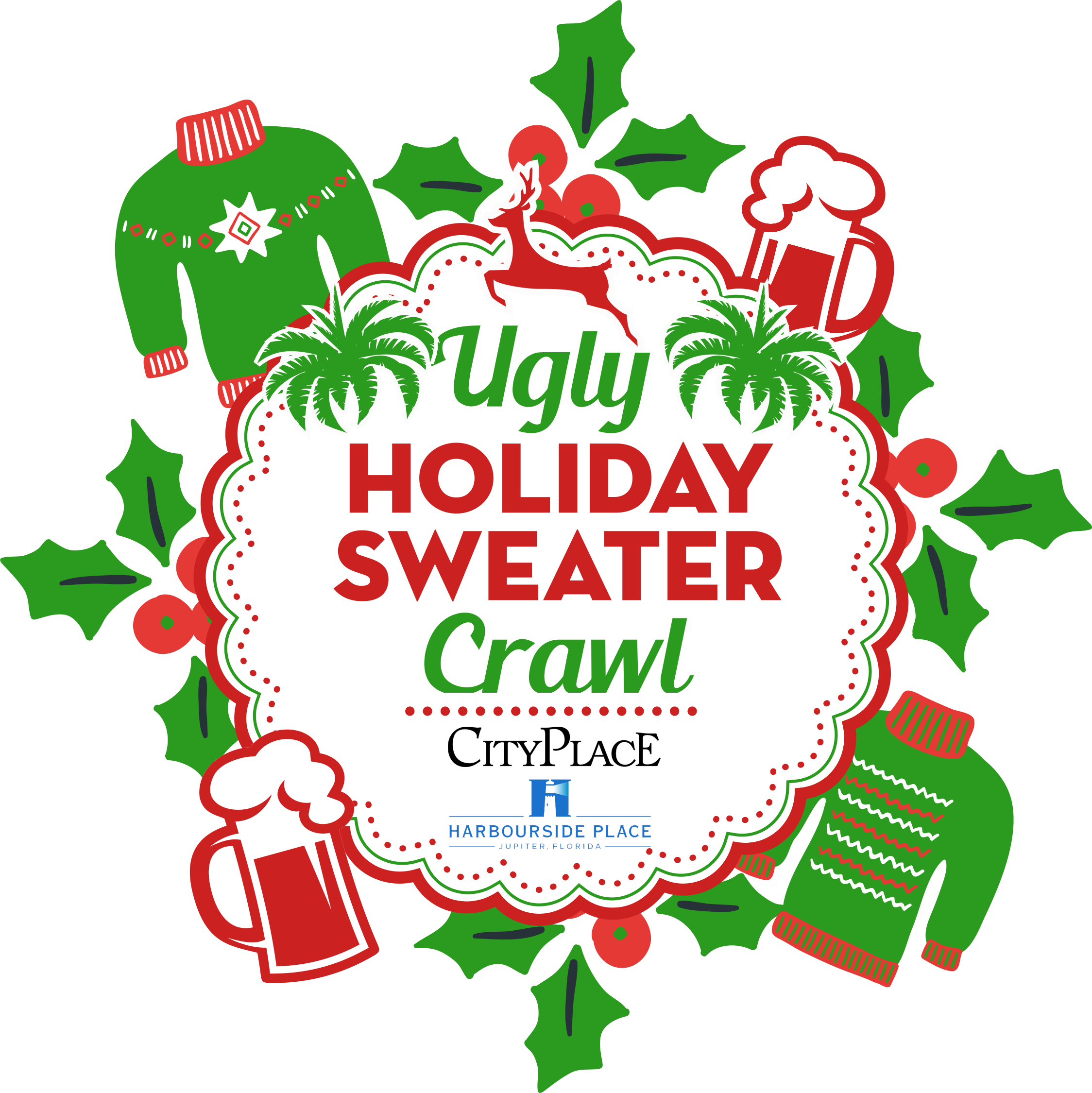 Ugly Christmas Sweater Crawl (2248x2250), Png Download