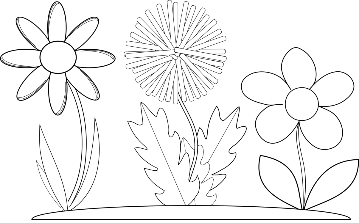 Black And White Flower Border Clipart Flower Black - Line Art (1205x750), Png Download