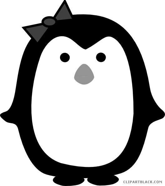 Girl Penguin Animal Free Black White Clipart Images - Girl Penguin Clip Art (528x595), Png Download