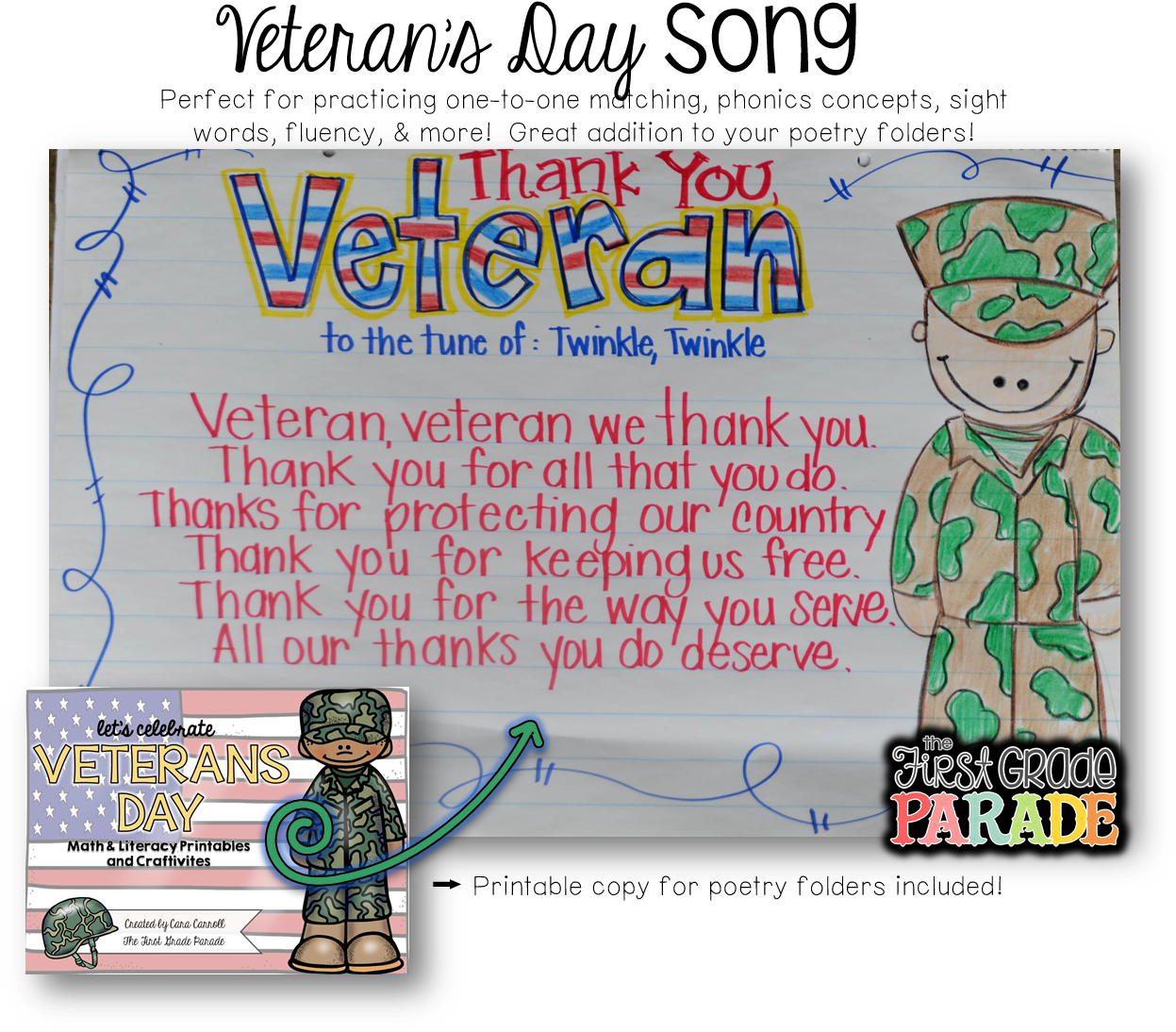 Veteran's Day Song - Veterans Day 1st Grade Parade (1267x1142), Png Download