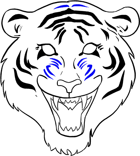Tiger Face At Getdrawings - Tiger Face Drawing Easy (678x600), Png Download