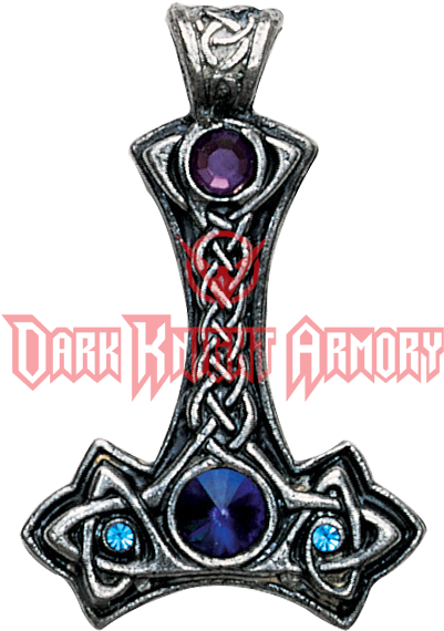 Thor Hammer Mit Amethyst (569x569), Png Download