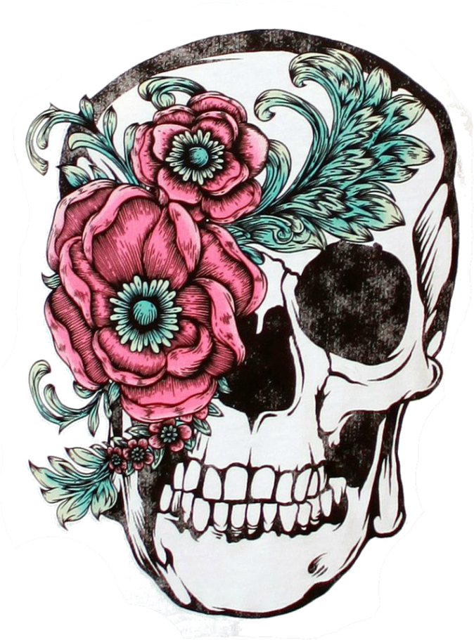 Calavera Flower Sleeve Skull Tattoo Free Clipart Hd - Day Of The Dead Flower Drawing (700x979), Png Download