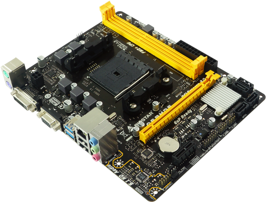 A68mde Amd Socket Fm2 Gaming Motherboard - Biostar A68mde Fm2 (1024x789), Png Download